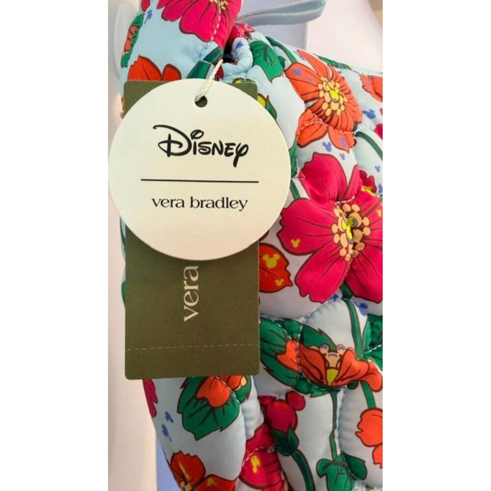 Vera Bradley Disney Tifton Shoulder Bag Mickey Meadow Quilted Nylon Floral NWT - Picture 3 of 7